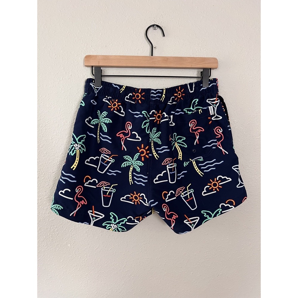 Chubbies Swim Trunks Shorts Neon Flamingo Palm Tree Tropical Print Men's M 4"